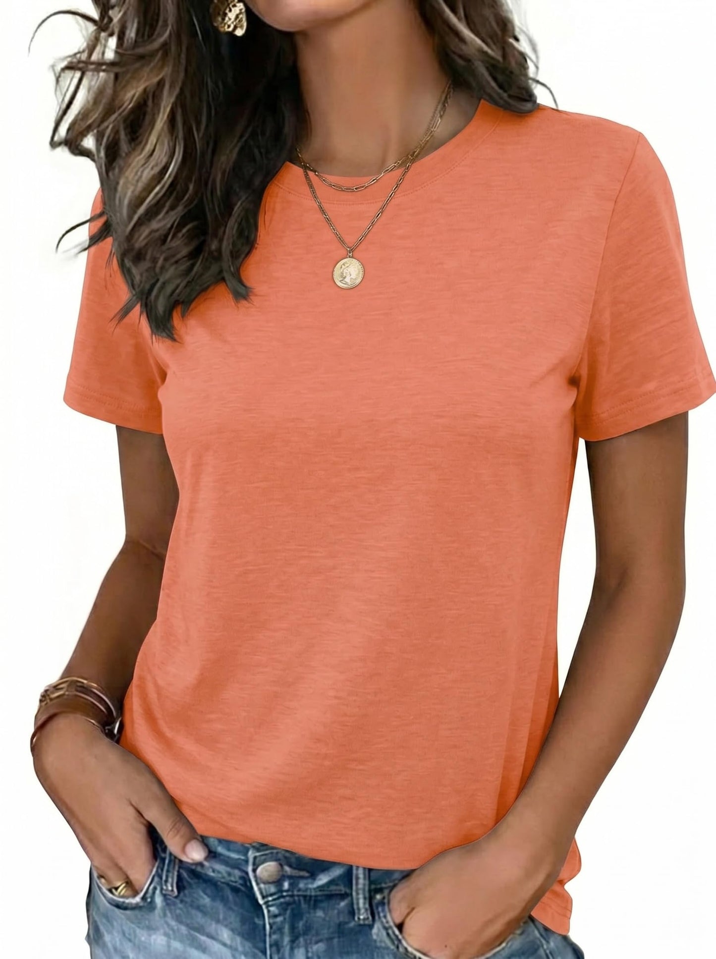 Zeagoo Womens Tshirt Short Sleeve Summer Tops Crewneck Casual Basic Tee Shirts Spring Clothes Trendy Outfit