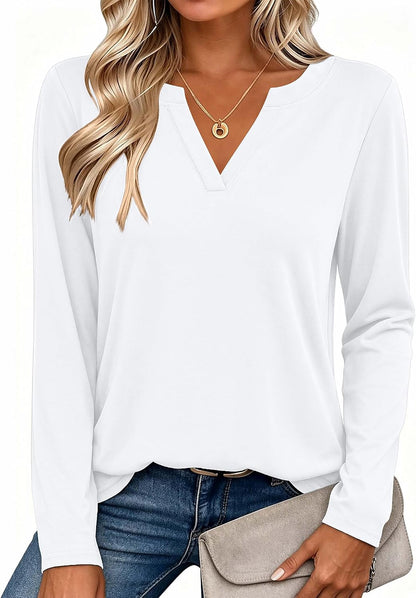 Zeagoo Womens Tops Long Sleeve V Neck Tee Shirts Cute Dressy Casual