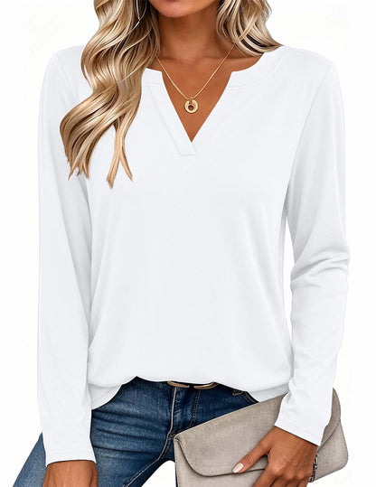 Zeagoo Womens Tops Long Sleeve V Neck Tee Shirts Cute Dressy Casual