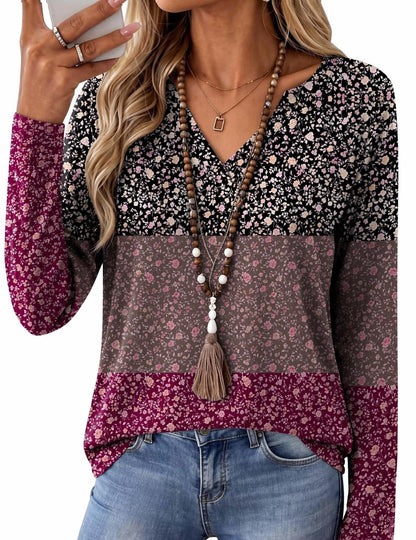 Zeagoo Womens Tops Long Sleeve V Neck Tee Shirts Cute Dressy Casual