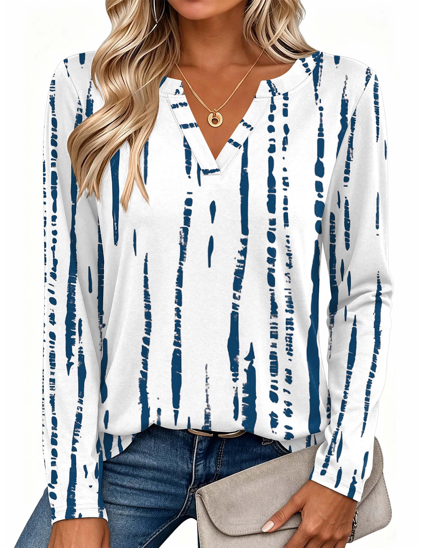 Zeagoo Womens Tops Long Sleeve V Neck Tee Shirts Cute Dressy Casual