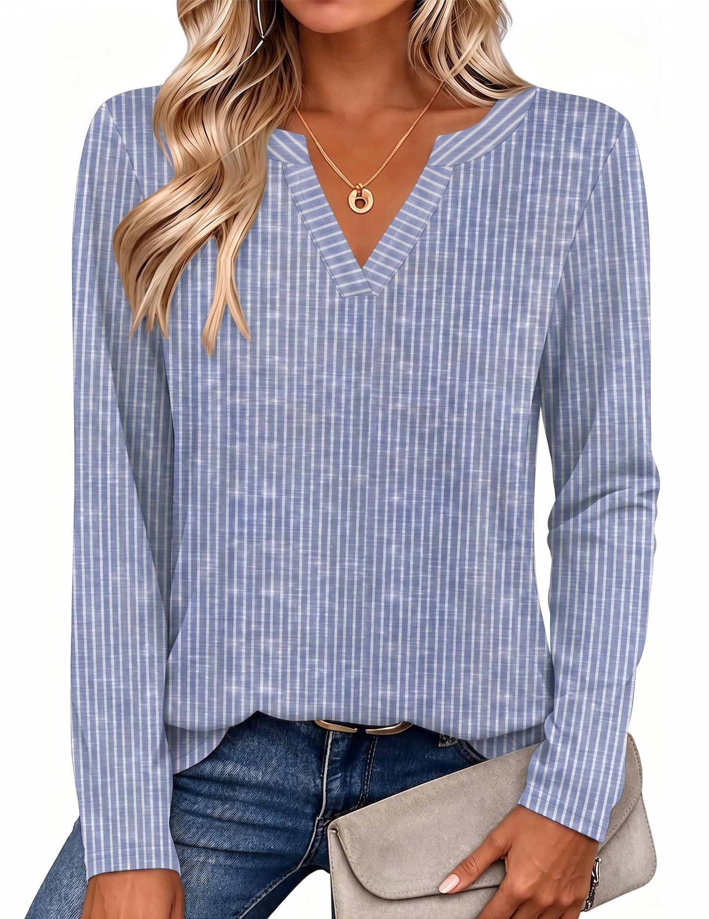 Zeagoo Womens Tops Long Sleeve V Neck Tee Shirts Cute Dressy Casual