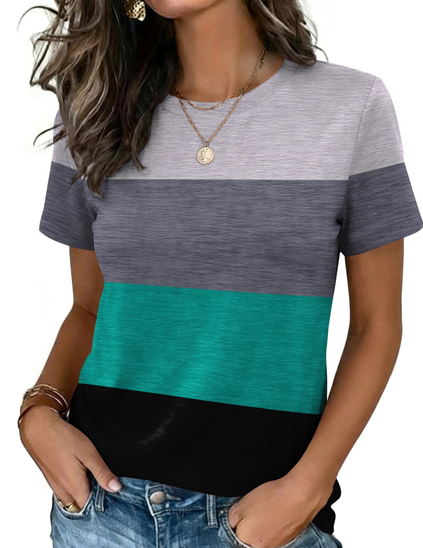 Zeagoo Womens Tshirt Short Sleeve Summer Tops Crewneck Casual Basic Tee Shirts Spring Clothes Trendy Outfit