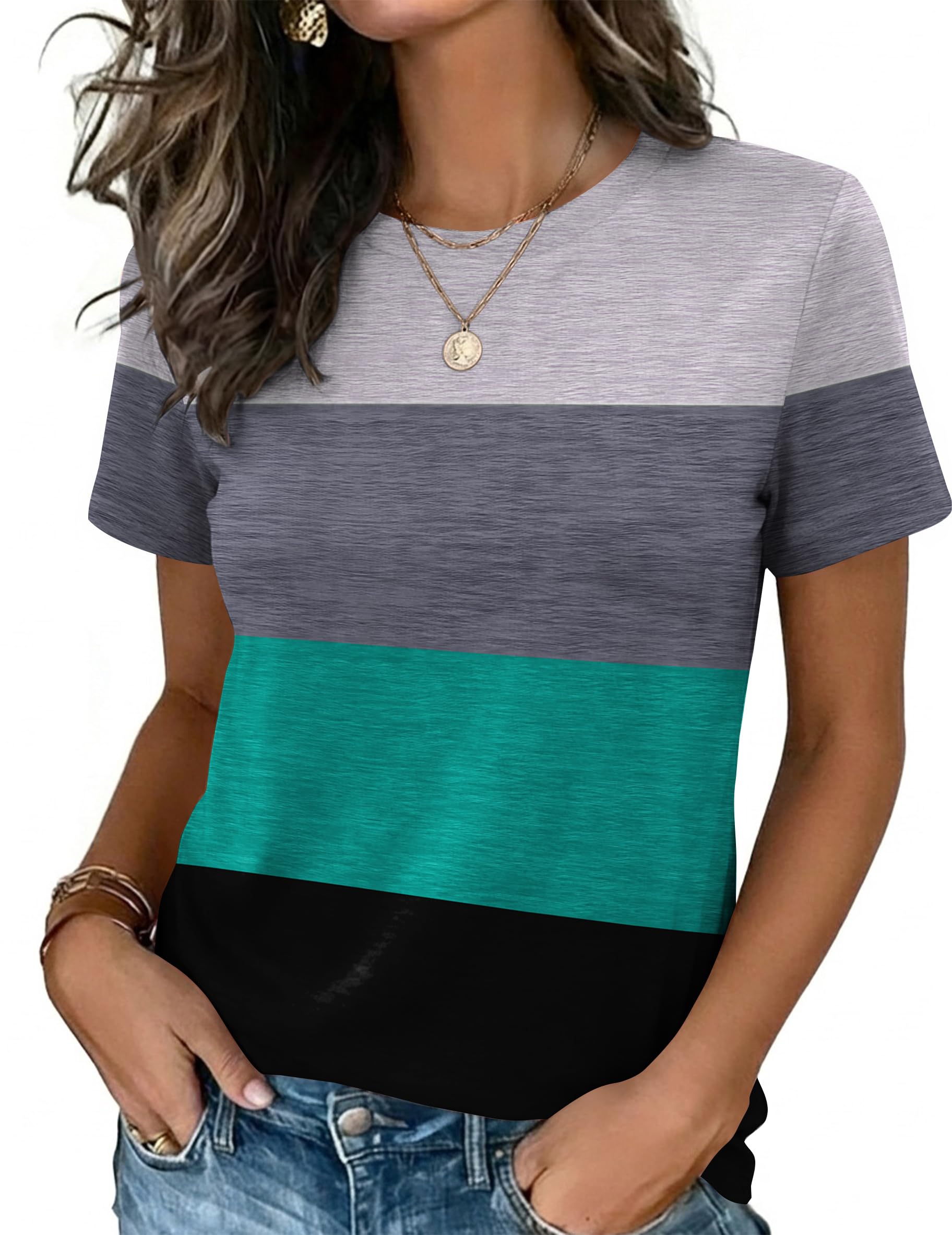 Zeagoo Womens Tshirt Short Sleeve Summer Tops Crewneck Casual Basic Tee Shirts Spring Clothes Trendy Outfit
