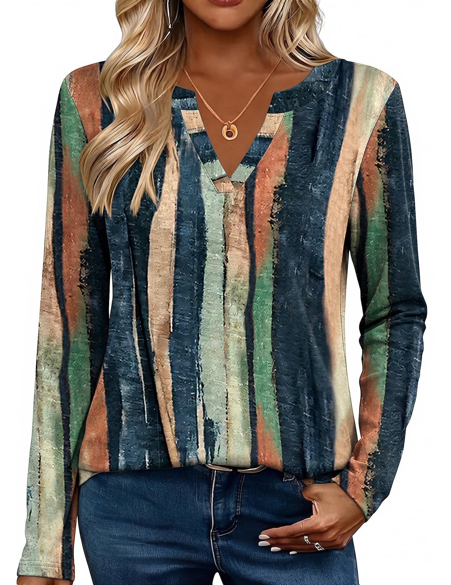 Zeagoo Womens Tops Long Sleeve V Neck Tee Shirts Cute Dressy Casual