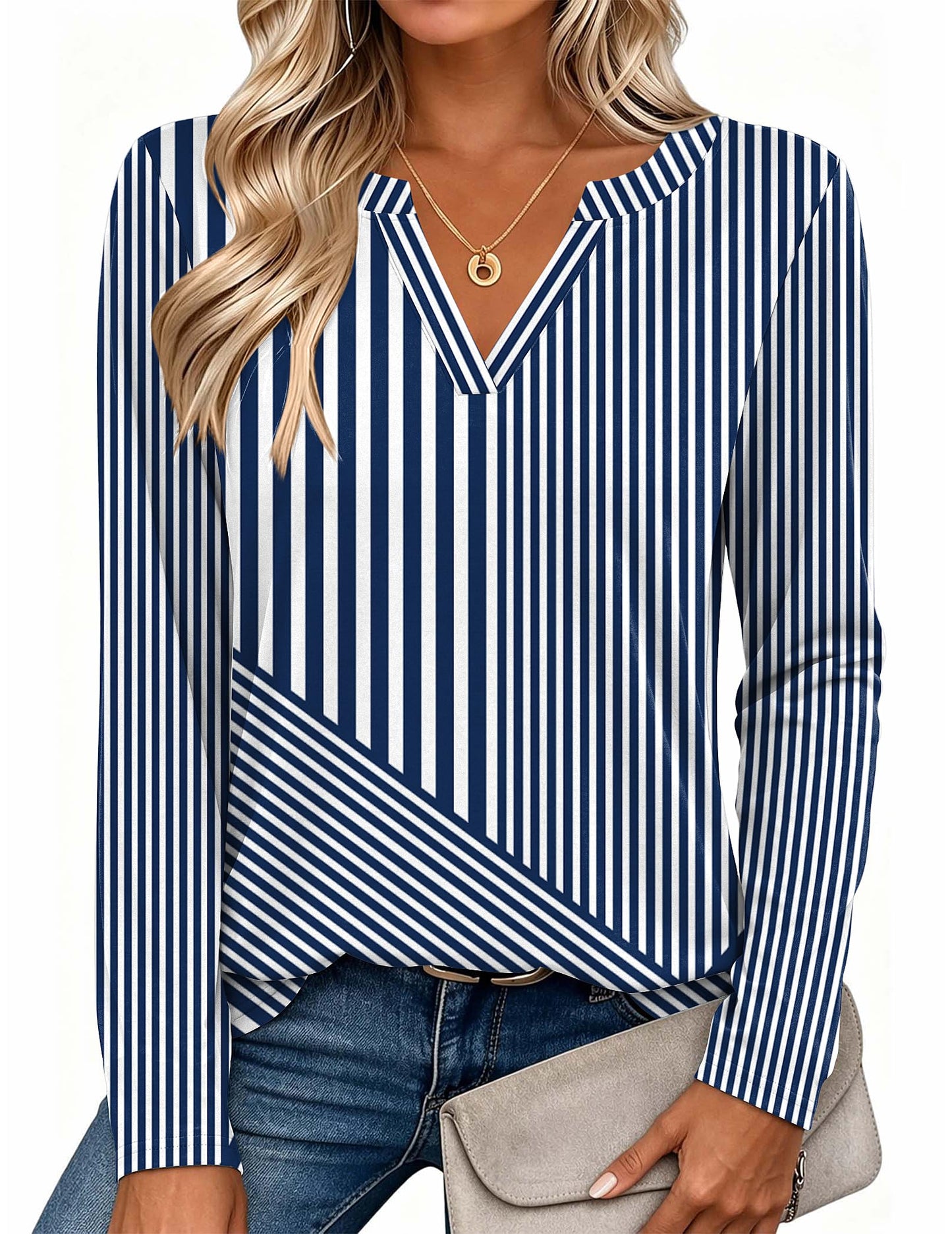 Zeagoo Womens Tops Long Sleeve V Neck Tee Shirts Cute Dressy Casual