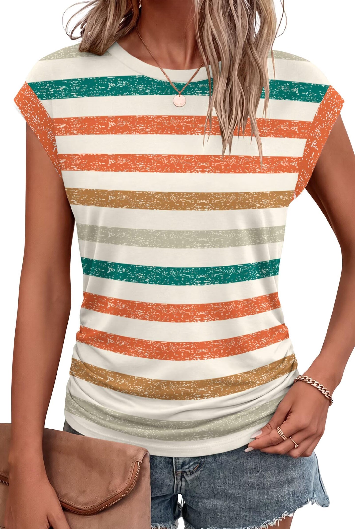 Bliwov Womens Summer Tops Cap Sleeve Crew Neck Casual T Shirts