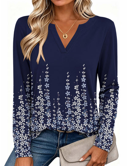 Zeagoo Womens Tops Long Sleeve V Neck Tee Shirts Cute Dressy Casual