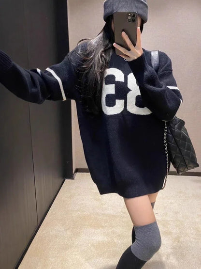 Y2K Vintage Knitted Sweater Women 2025, Growzed Harajuku Grunge Pullover, Casual Streetwear Jacquard Jumpers (72 characters)