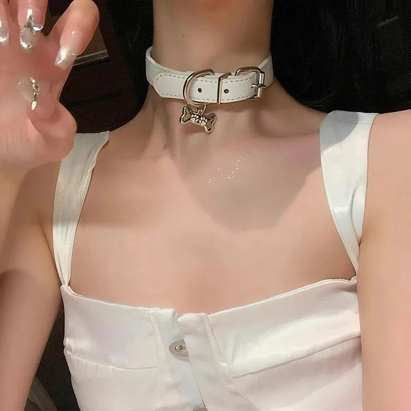 Colorful Leather Dog Claw Bone Punk Trendy Necklace for Women Exquisite PU Charms Choker Sweet Cool Party Jewelry Y2K Gifts