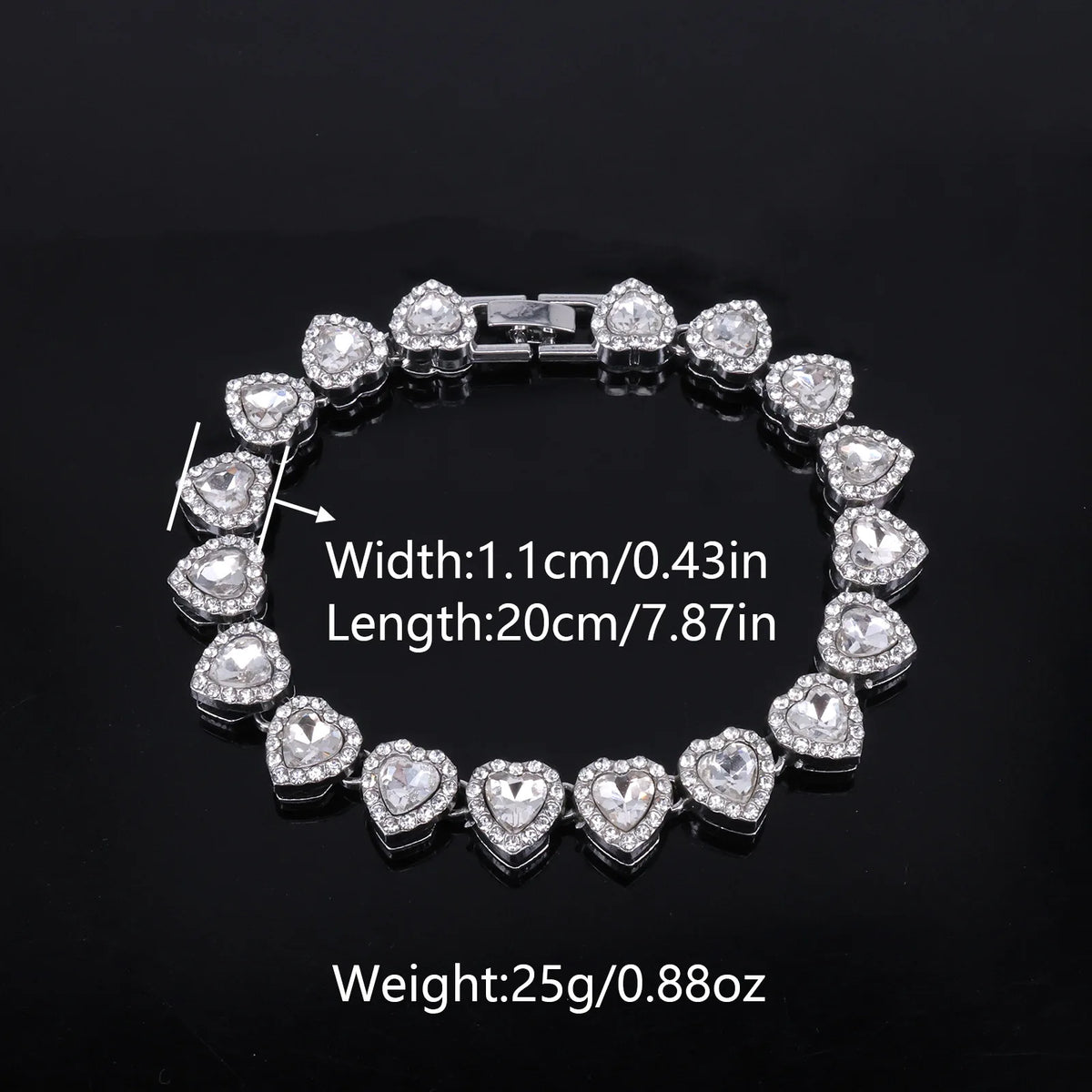 ZAKOL 45CM New Hip Hop Tennis Chain Bracelet Necklace Shiny Heart Rhinestone CZ Fashion Rock Party Jewelry Set