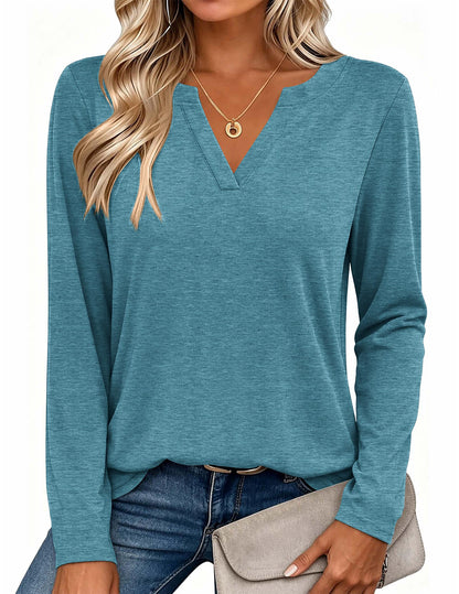 Zeagoo Womens Tops Long Sleeve V Neck Tee Shirts Cute Dressy Casual