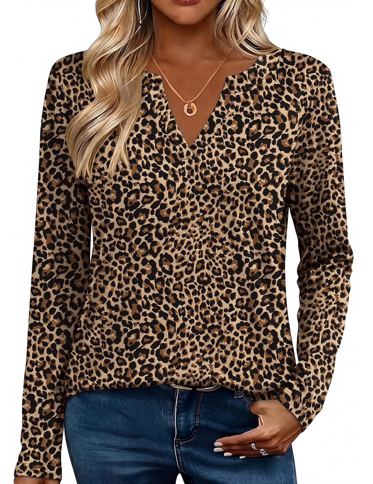 Zeagoo Womens Tops Long Sleeve V Neck Tee Shirts Cute Dressy Casual
