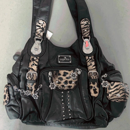 Redemption by Ashley North Angel Kiss large hobo bag in soft PU leather with adjustable strap, multiple pockets, and anti-theft zipper.