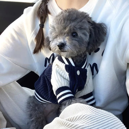 Cute Embroidered Pet Baseball Jackets Dog Clothes For Small Medium Cat Teddy Coat Puppy Spring Clothes Warm Fashion Pet Outfit
