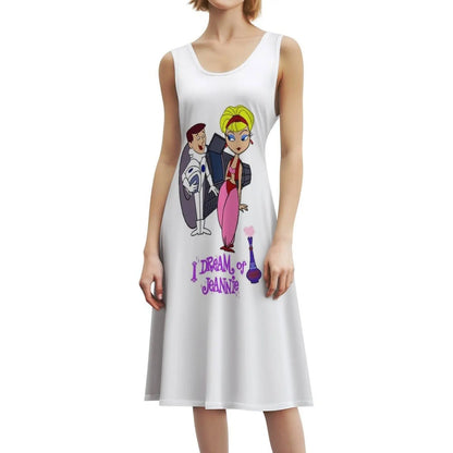 My Favorite People Dream Of Jeannie Cool Graphic Gifts Bohemian Sleeveless Dress Multi-Print Beach Vacation Party Dress My