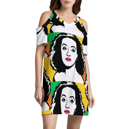 Bette Davis Cartoon Popart Drawing Bohemian Sleeveless Dress For Women Print Beach Party Dresses Bette Davis Cartoon Popart