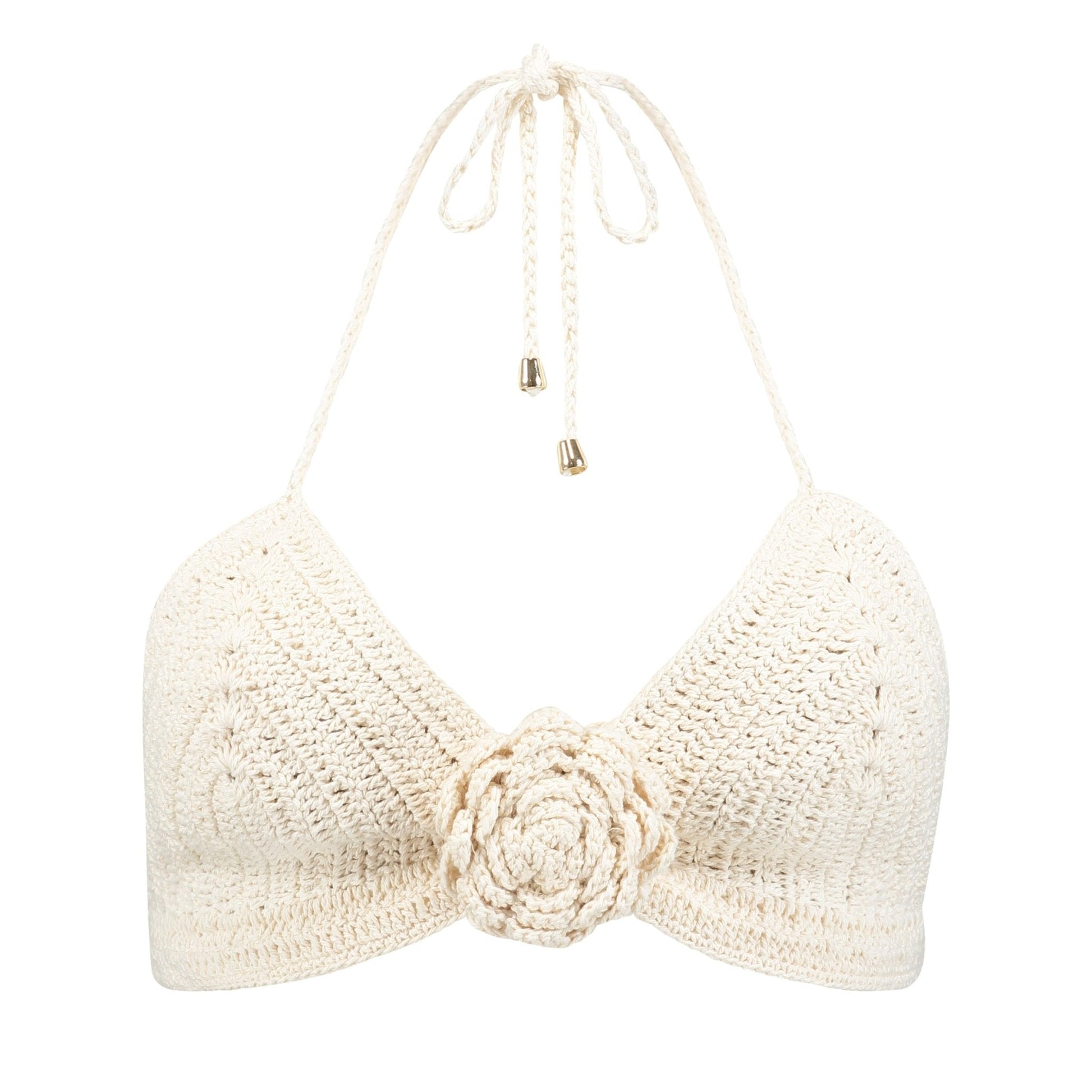 Off-white one-piece beachwear with a love and roses skirt design by Acqua de Luxe Beachwear