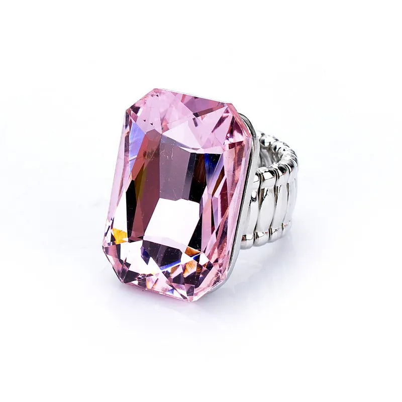 Personality Elegant Big Ring for Women 7 Colors Big Resin Stone Fashion Elastic Stretch Finger Rings Jewelry Christmaswholesale