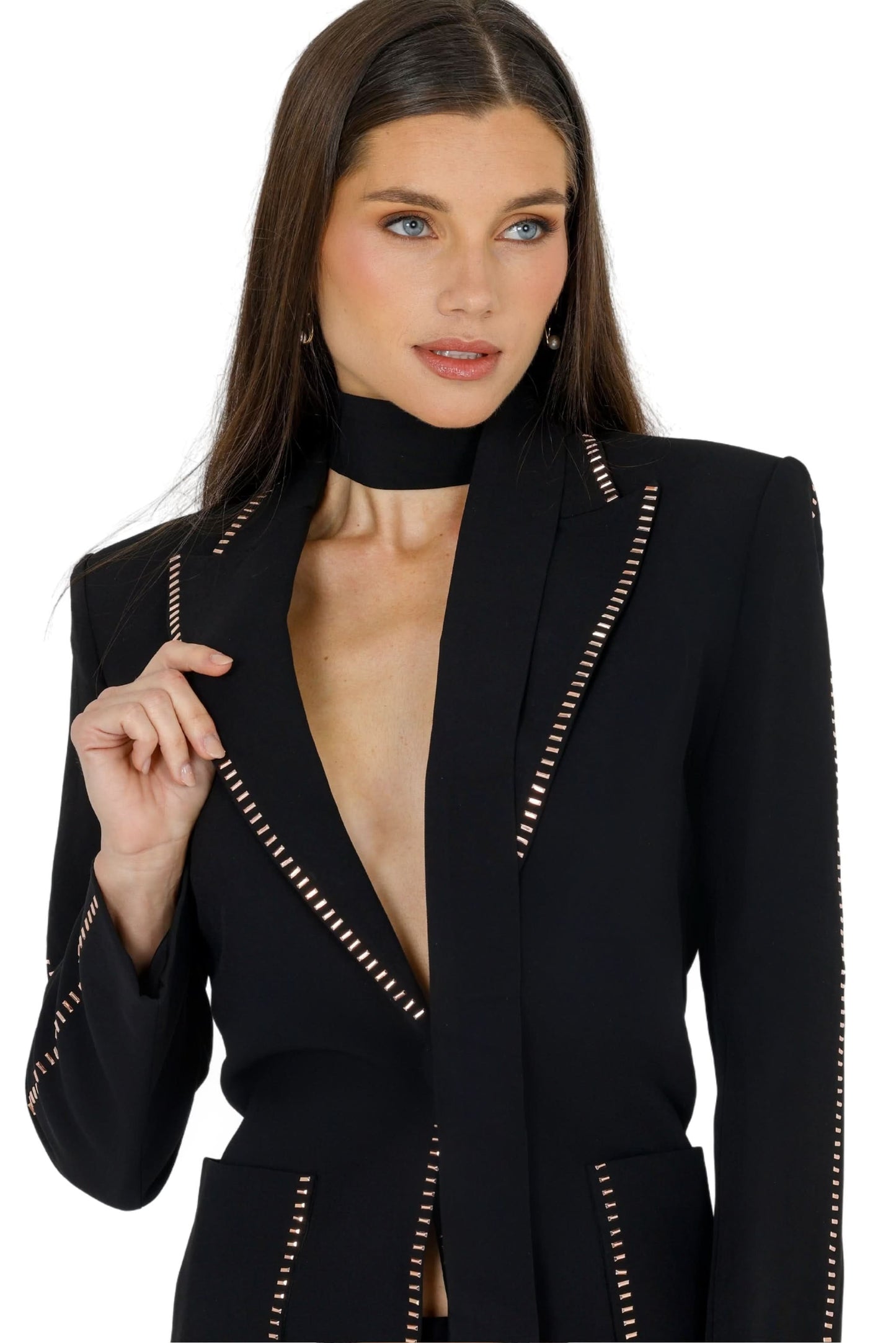 Light gray Akalia Pamela blazer in XS size, tailored fit with notch lapel and button closure, ideal for professional or casual wear.