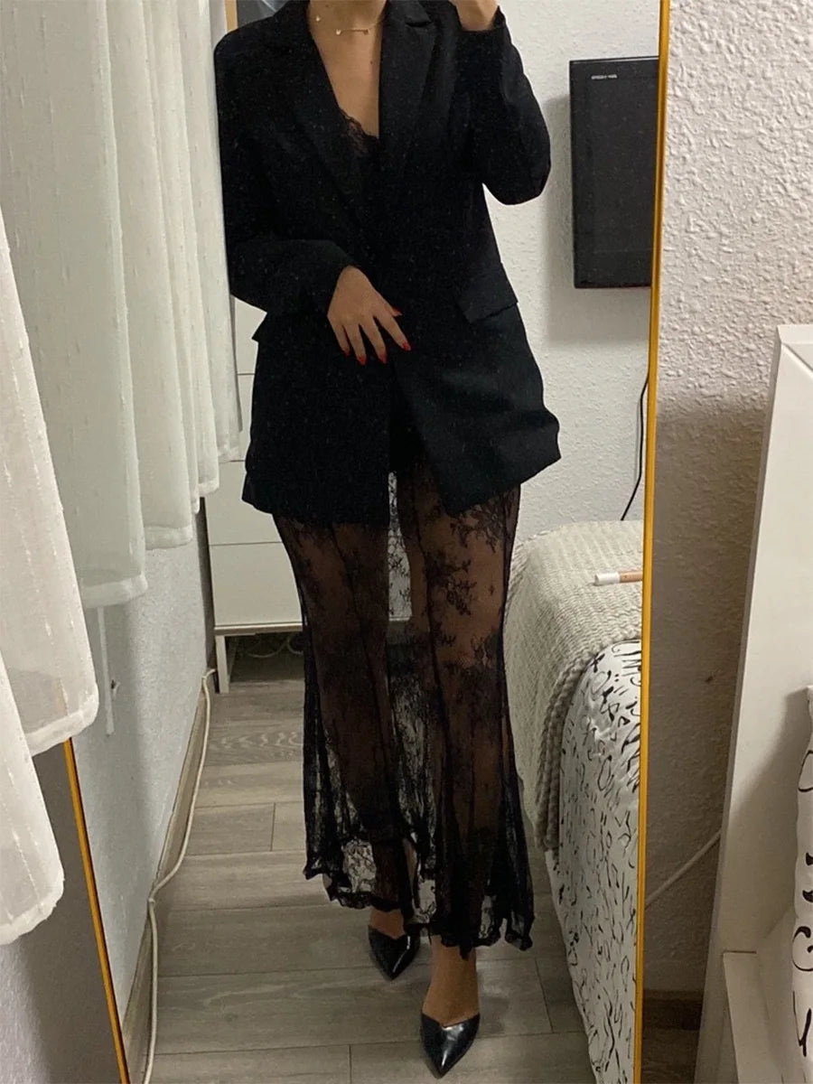 New Fashion Womens Summer Sheer Lace Skirt Trendy Long Cocktail Skirt For Bar Beach Party Skin Friendly Hot Sale S-XL - Redemption By Ashley North