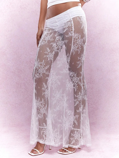 New Fashion Womens Summer Sheer Lace Skirt Trendy Long Cocktail Skirt For Bar Beach Party Skin Friendly Hot Sale S-XL - Redemption By Ashley North