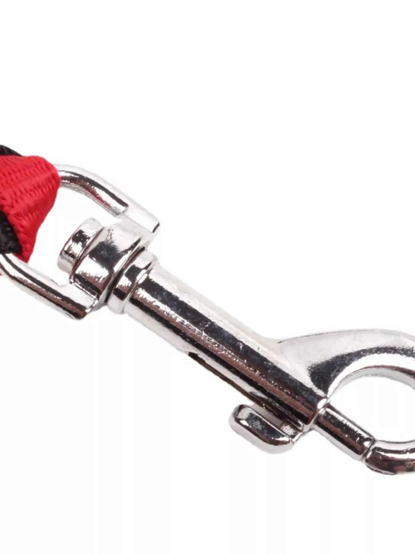 Black and red braided dog leash from All Sorts Co., designed for comfortable, effortless walks with your furry friend.