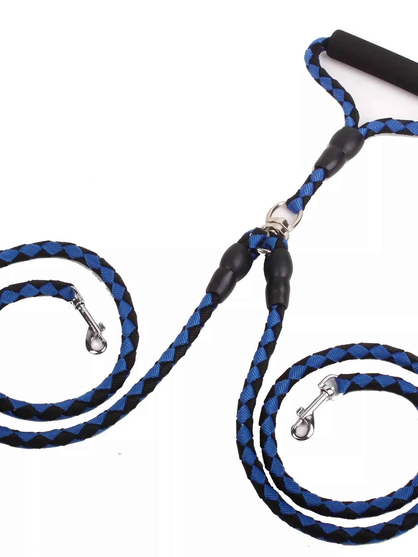 Black and red braided dog leash from All Sorts Co. designed for comfortable, effortless walks with your furry friend.