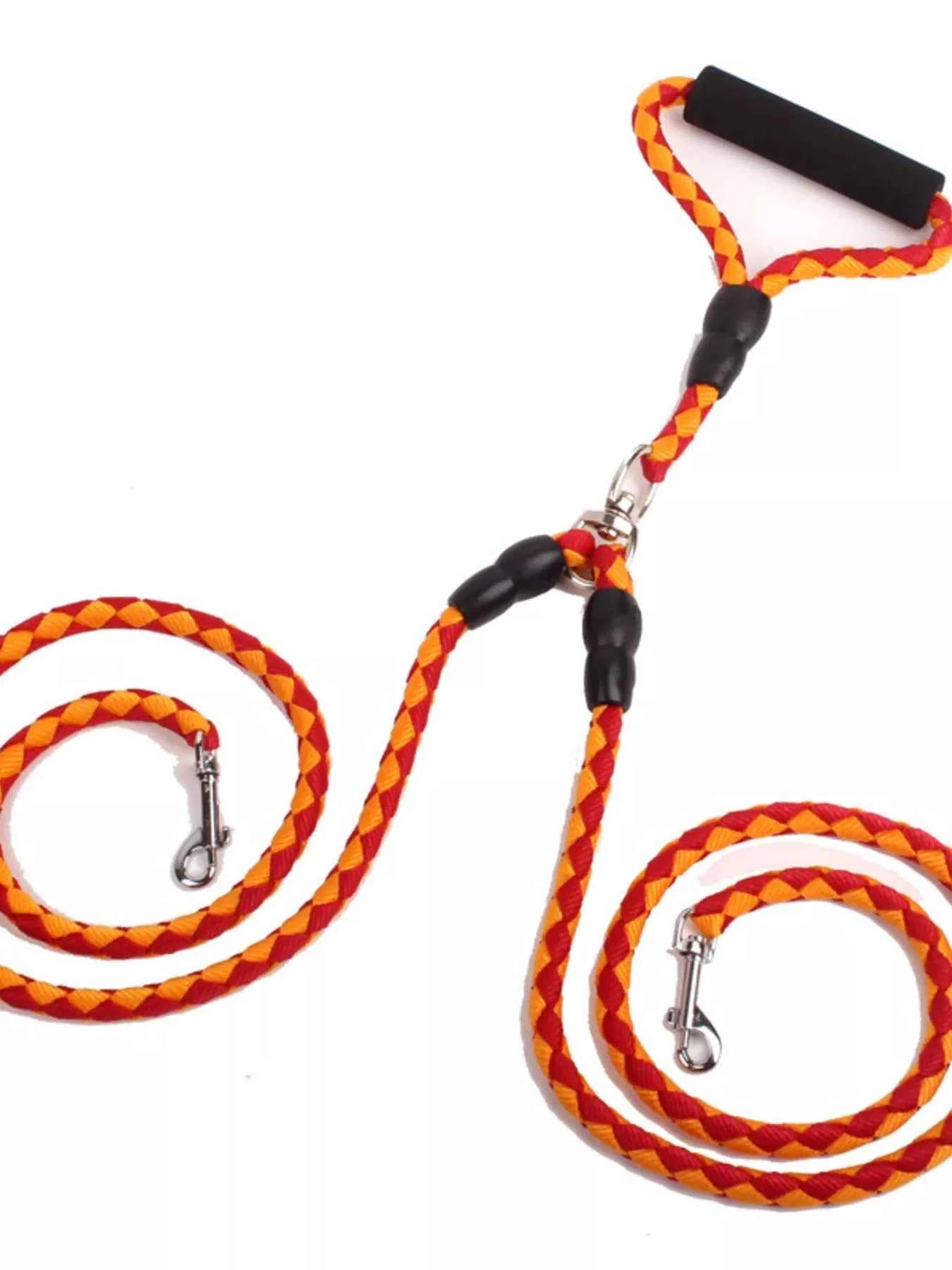 All Sorts Co. braided dog leash in black and red, comfortable design for effortless walks with your furry friend.
