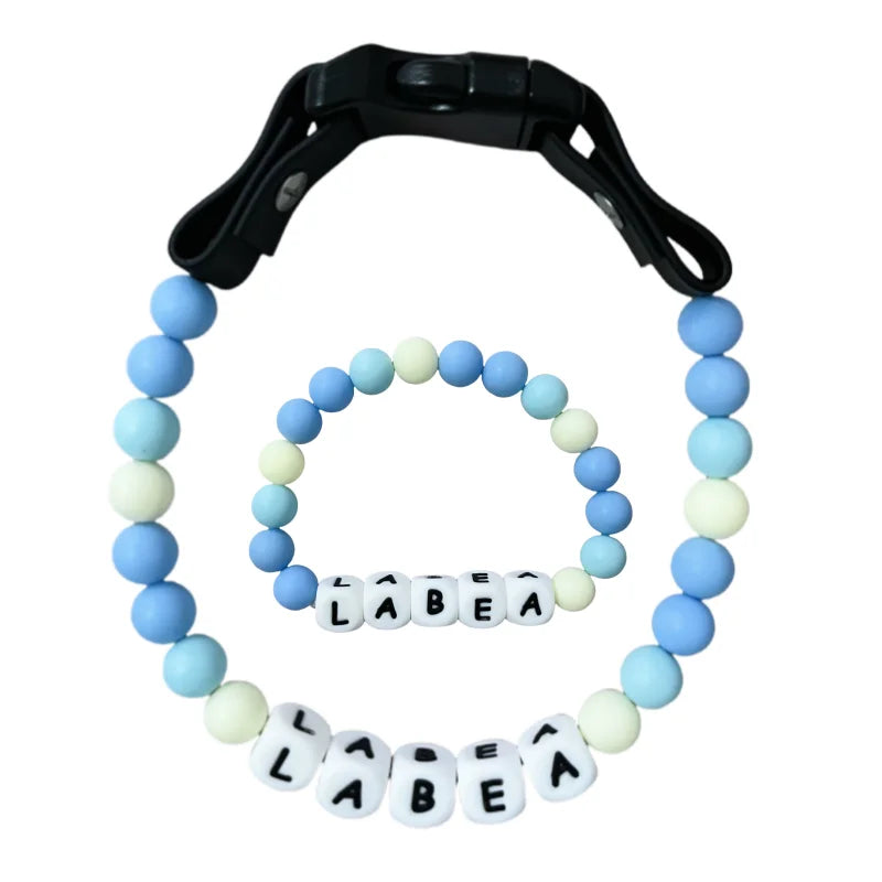 Personalized PawBond pet collar and matching bracelet set in color 18-21 inches, featuring paw print design from AnHui GoodLuck.
