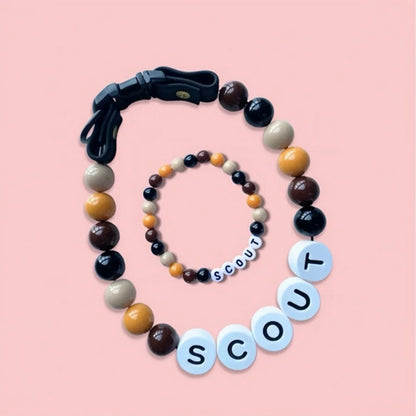 Personalized PawBond pet collar and matching bracelet set with paw print design, adjustable 18-21 inches, from AnHui GoodLuck.