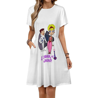My Favorite People Dream Of Jeannie Cool Graphic Gifts Bohemian Sleeveless Dress Multi-Print Beach Vacation Party Dress My