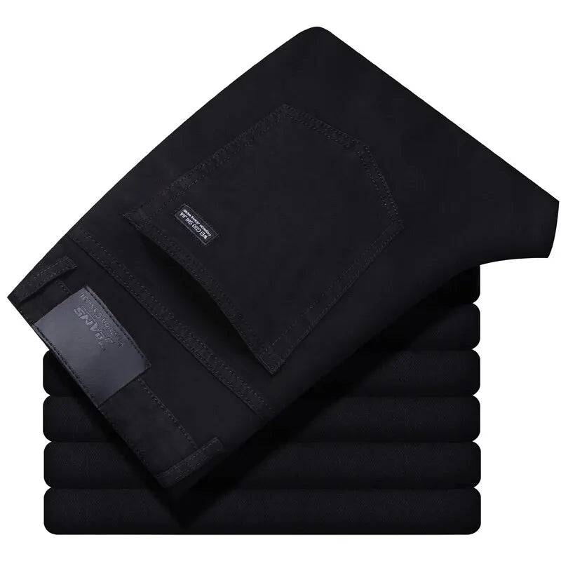 2026 New Style Business Men's Jeans Casual Straight Stretch Fashion Classic Blue Black Work Pant Denim Trousers Male Clothing