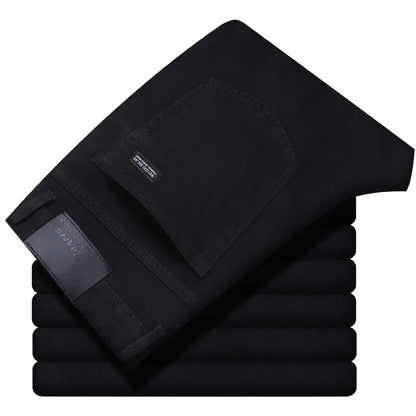 2026 New Style Business Men's Jeans Casual Straight Stretch Fashion Classic Blue Black Work Pant Denim Trousers Male Clothing