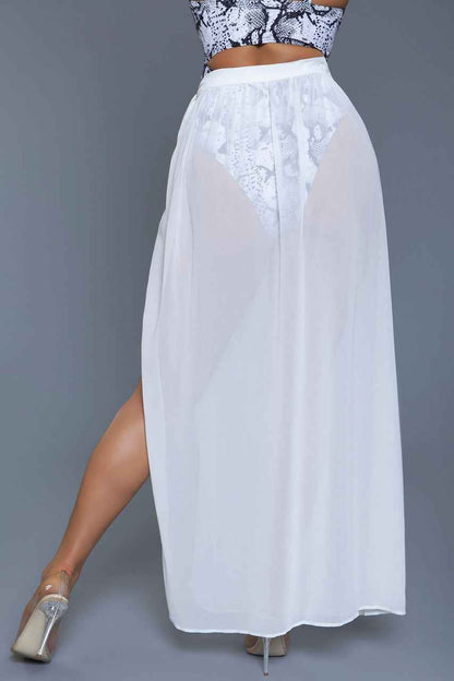 Black BeWicked Rhea Skirt swimwear cover-up, lightweight fabric with a flowy design and elastic waistband.