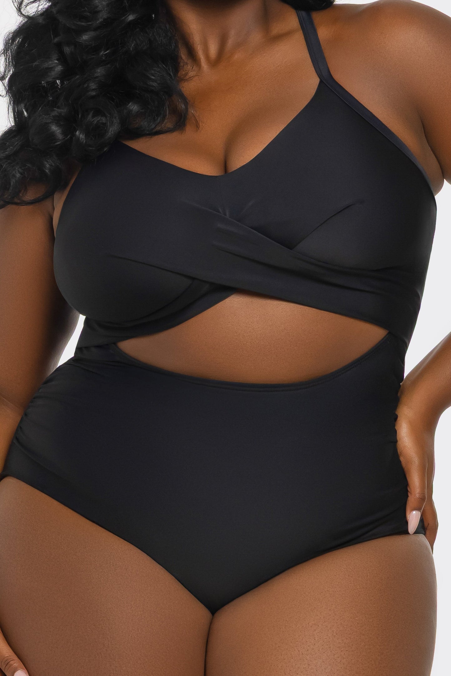 Black Marilyn swimsuit from BeWicked swimwear collection, featuring a stylish one-piece design with cutout details.