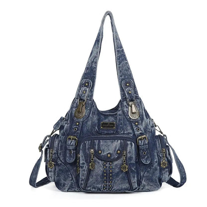 Redemption by Ashley North Angel Kiss hobo crossbody bag with soft PU leather, adjustable strap, multiple pockets, and anti-theft zipper.