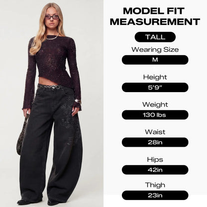 Emmiol【Back to School】Women Hip Hop Baggy Jeans Wide Leg Mid-Low Waist Barrel Jeans Loose Boyfriends Jeans 90S Vintage Denim Pants Casual Comfy Black Womenswear Summer Vibes