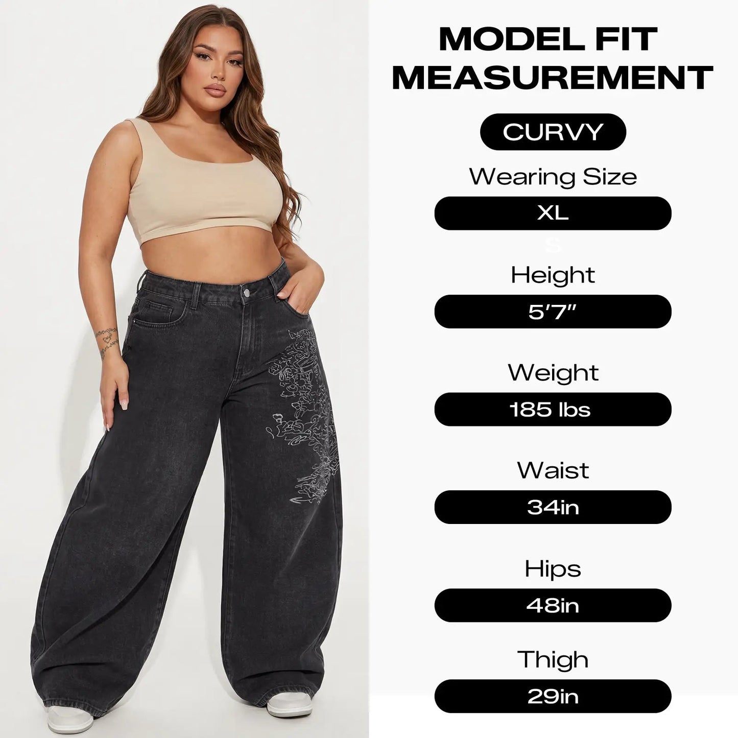 Emmiol【Back to School】Women Hip Hop Baggy Jeans Wide Leg Mid-Low Waist Barrel Jeans Loose Boyfriends Jeans 90S Vintage Denim Pants Casual Comfy Black Womenswear Summer Vibes