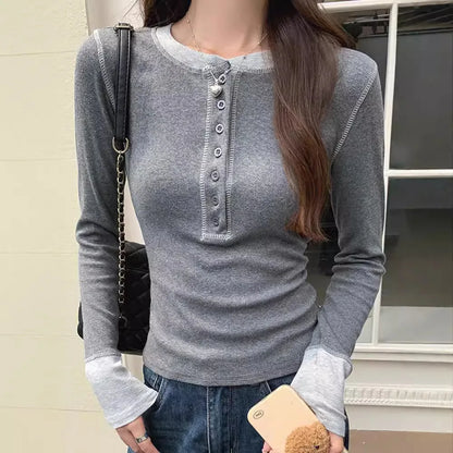 Y2K Patchwork T-Shirt 2025, Contrast Color Grunge Top, Harajuku Bodycon Casual Tee for Women