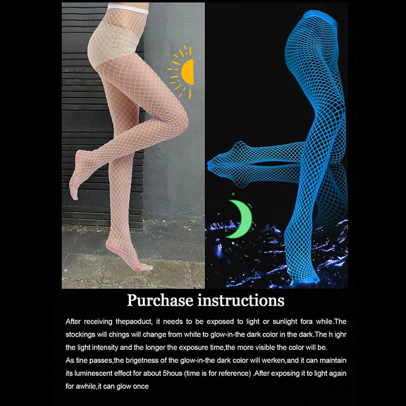 Party Sexy Glowing Stockings Women's Body Long Stockings Night Glow Tights Erotic Clothing Lace Lingerie Women Socks Pantyhose
