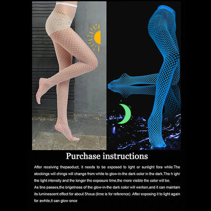 Party Sexy Glowing Stockings Women's Body Long Stockings Night Glow Tights Erotic Clothing Lace Lingerie Women Socks Pantyhose