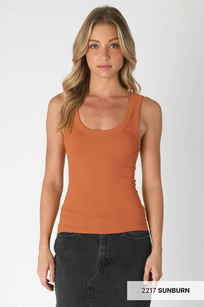 NikiBiki reversible ribbed Western tank top for women with scoop or crew neck, made in USA, by Cowhide and Conchos.