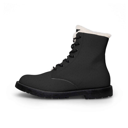 Black vegan ankle boots by Printify featuring a comfortable design and stylish look, perfect for winter adventures.
