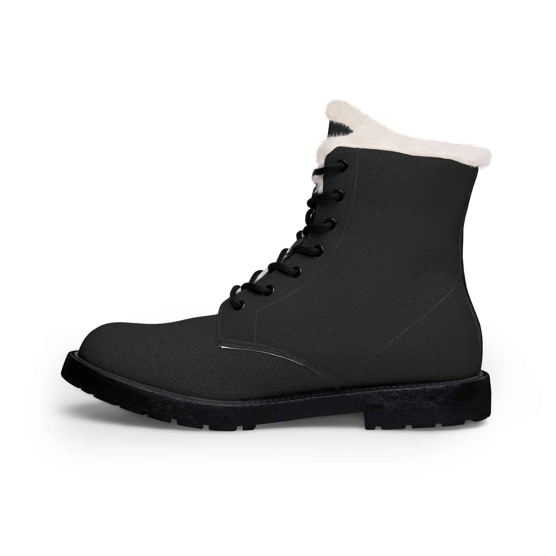 Black cozy vegan ankle boots by Printify, stylish shoes with comfortable fit, perfect for winter adventures.