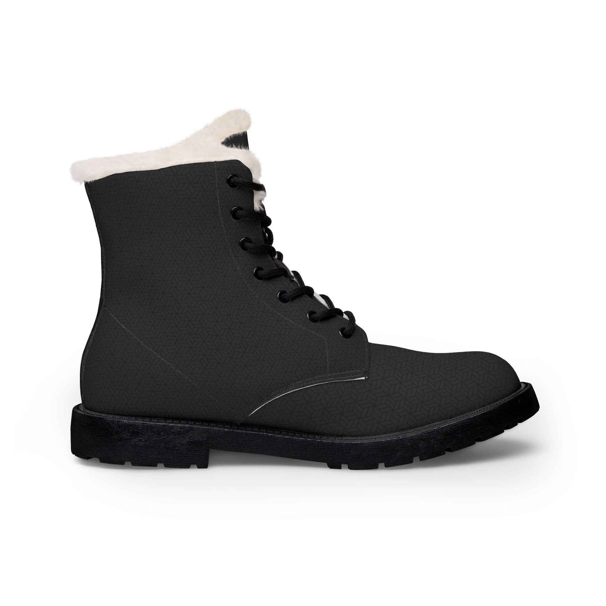 Black cozy vegan ankle boots by Printify with a stylish design and comfortable fit, perfect for winter adventures.