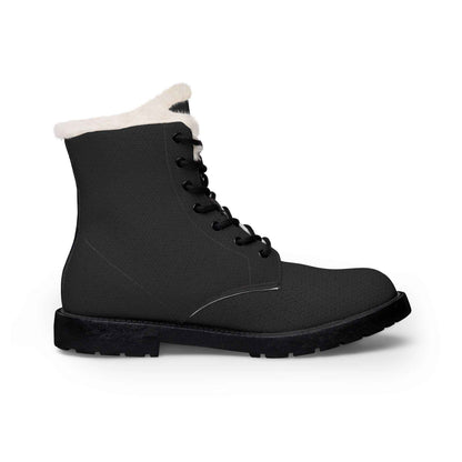 Black cozy vegan ankle boots by Printify with a stylish design and comfortable fit, perfect for winter adventures.
