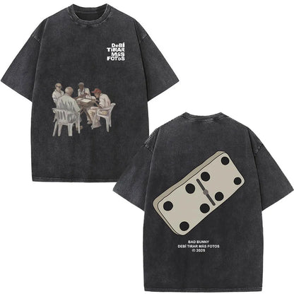 Washed Vintage Rapper Bad Bunny T-shirt Debi Tirar Mas Fotos DTMF Album 2025 T Shirts Men Women Hip Hop Oversized T-shirts Tops