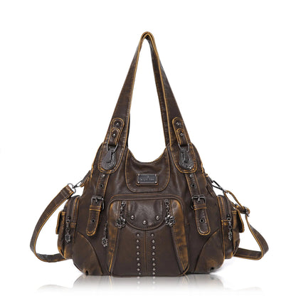 Redemption by Ashley North Angel Kiss large hobo crossbody bag in soft PU leather with adjustable strap and multiple pockets.