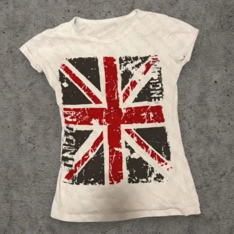 2000s Punk Women Short Sleeve Slim Vintage Graphic Baby Tees Sexy Streetwear Emo Girls Y2k Style Crop Tops Spider Graphic Tees